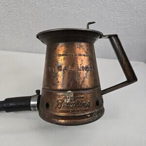Brookins Oil Can Copper 1 Quart 1/4 Gallon Thumb Operated Vintage